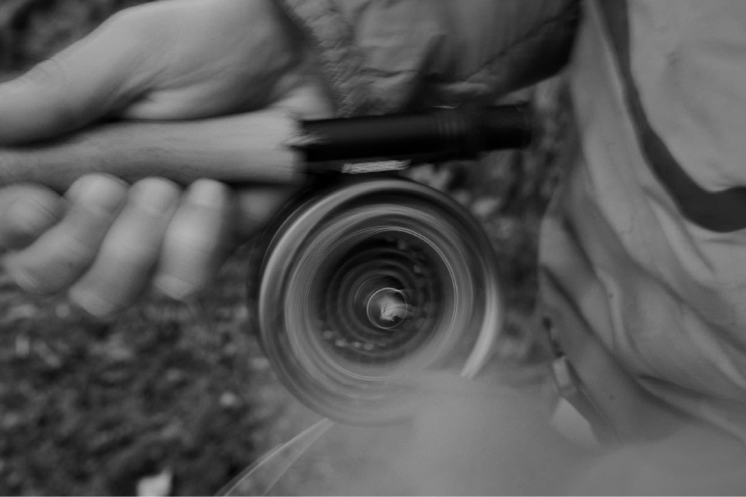 Close-up of a fishing reel in motion